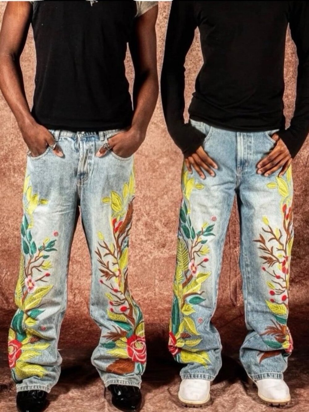 Unisex VeryRare Sakura Pants Jeans Size M L XL Blue Embroidered Cherry Blossom - Picture 17 of 17
